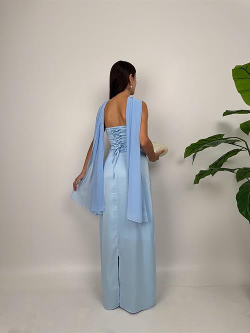 3060 SATEN KURDELELİ ELBİSE