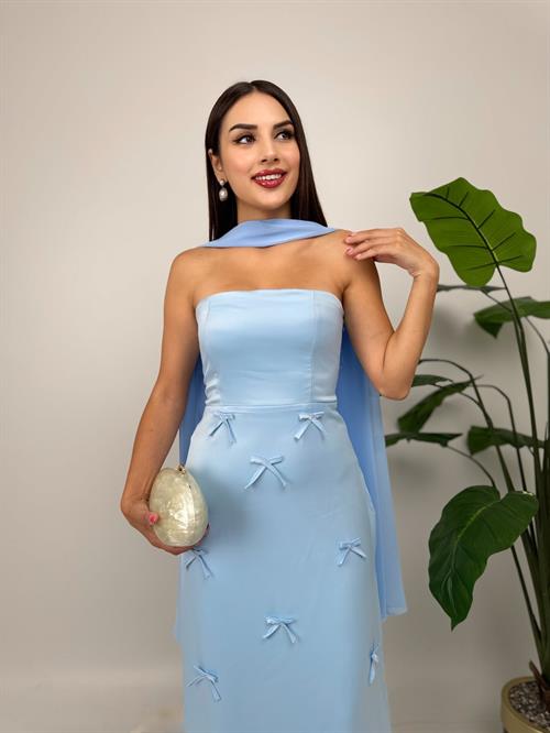 3060 SATEN KURDELELİ ELBİSE