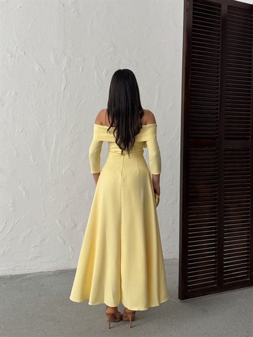 Wholesale Off-Shoulder Maxi Dress with Flower Accent