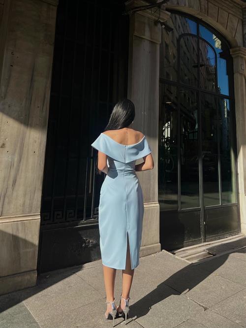 Wholesale Midi Dress with Gold Buttons