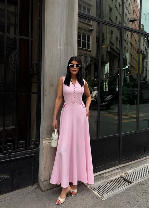 Wholesale Button-Front Maxi Dress