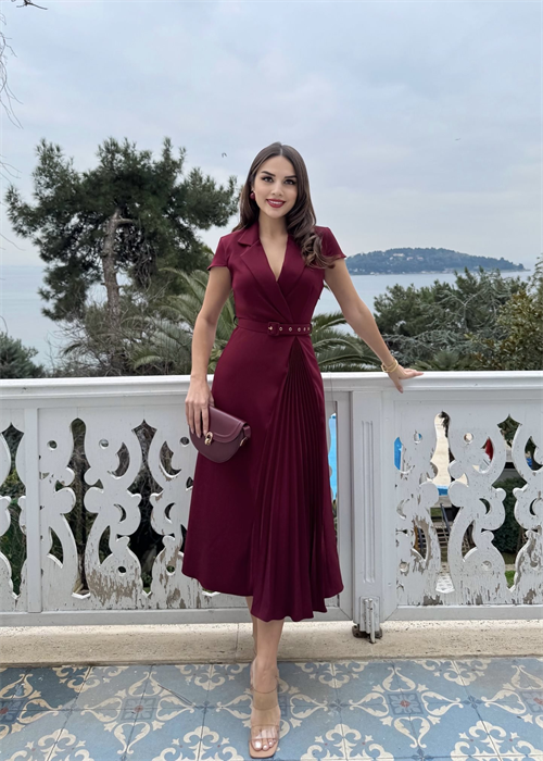 Wholesale Blazer-Style Pleated Dress