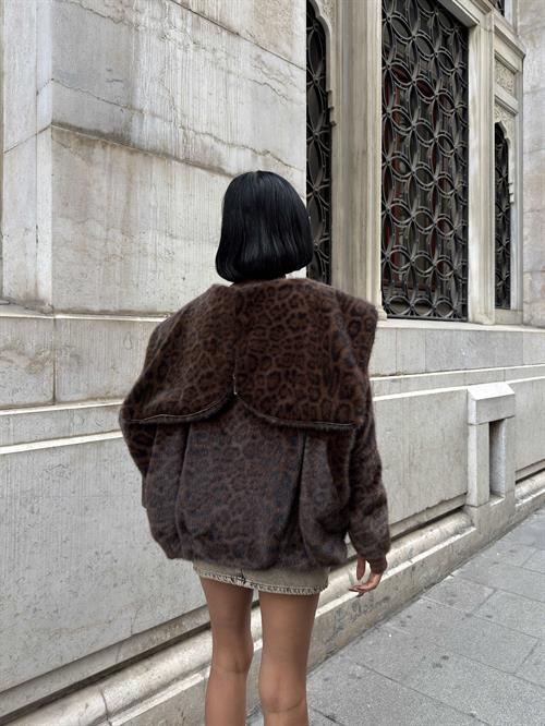 Wholesale Leopard Hooded Fur Coat