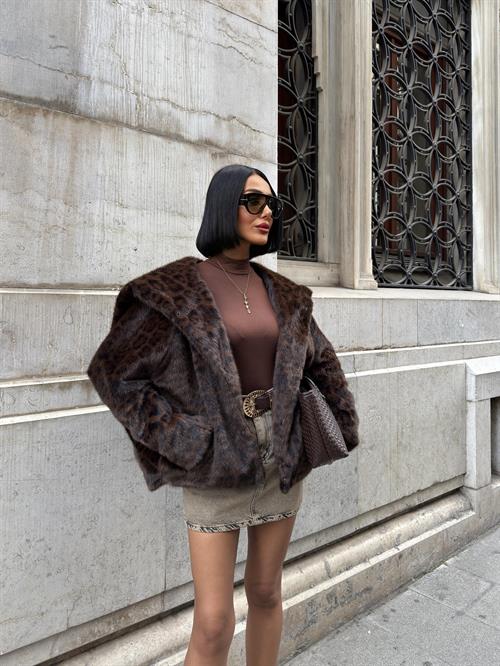 Wholesale Leopard Hooded Fur Coat