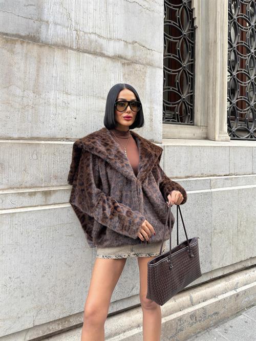 Wholesale Leopard Hooded Fur Coat