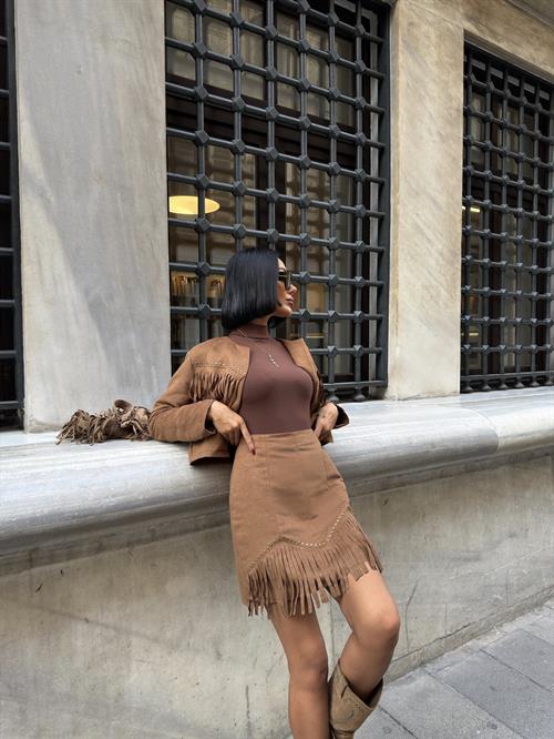 Wholesale Suede Suit - Jacket and Skirt