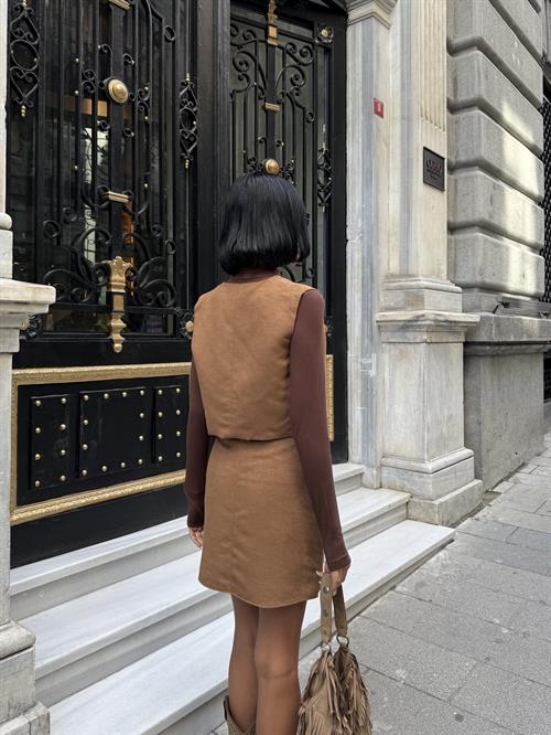 Wholesale Suede Set - Vest and Skirt