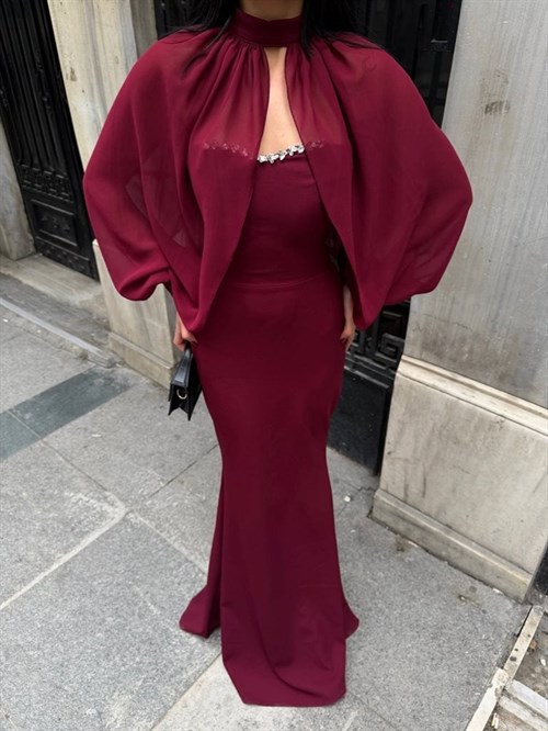 Wholesale Evening Dress with Tulle Sleeves