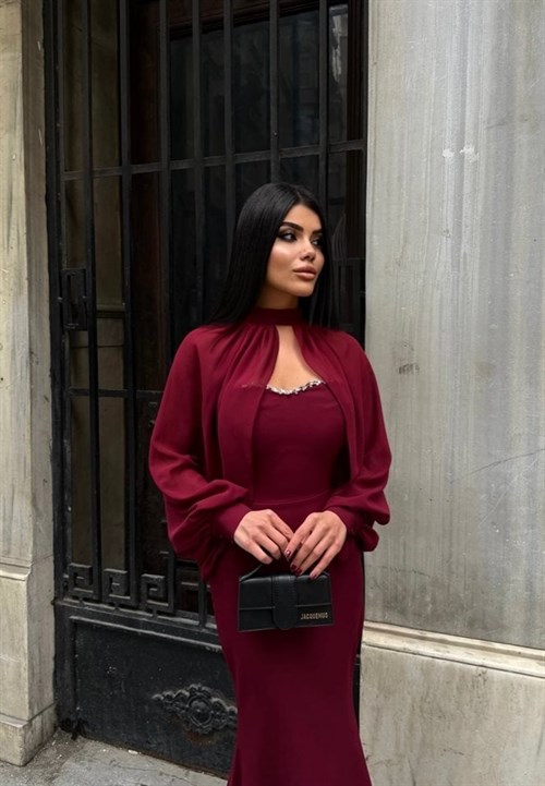 Wholesale Evening Dress with Tulle Sleeves