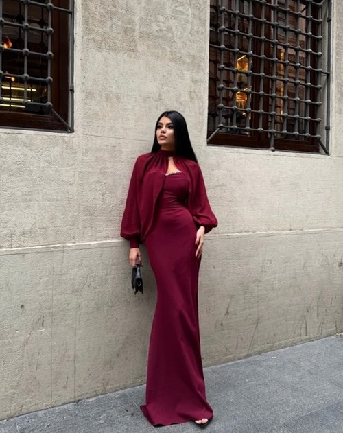 Wholesale Evening Dress with Tulle Sleeves