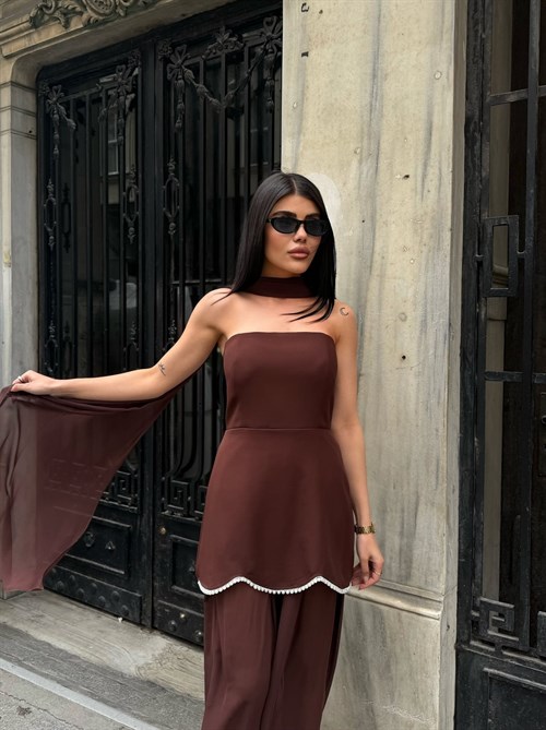 Wholesale Pearl-Embellished Chiffon Dress