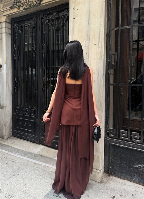 Wholesale Pearl-Embellished Chiffon Dress