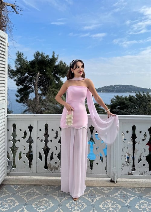 Wholesale Pearl-Embellished Chiffon Dress