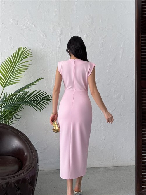 Wholesale Maxi Dress with Front Slit and Gold Buttons