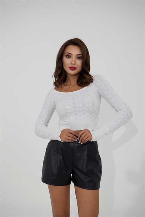 Knit Boat Neck Crop - Ecru