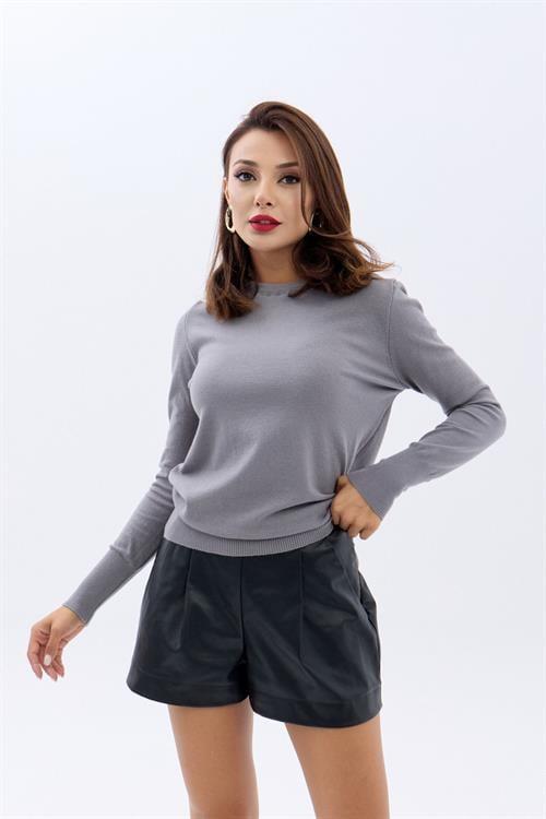 Knit Oversized Sweater - Gray