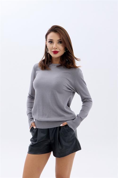 Knit Oversized Sweater - Gray