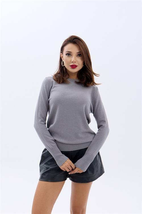 Knit Oversized Sweater - Gray