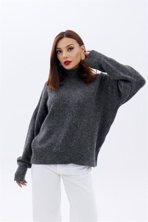 Knit Crew Neck Sweater - Anthracite