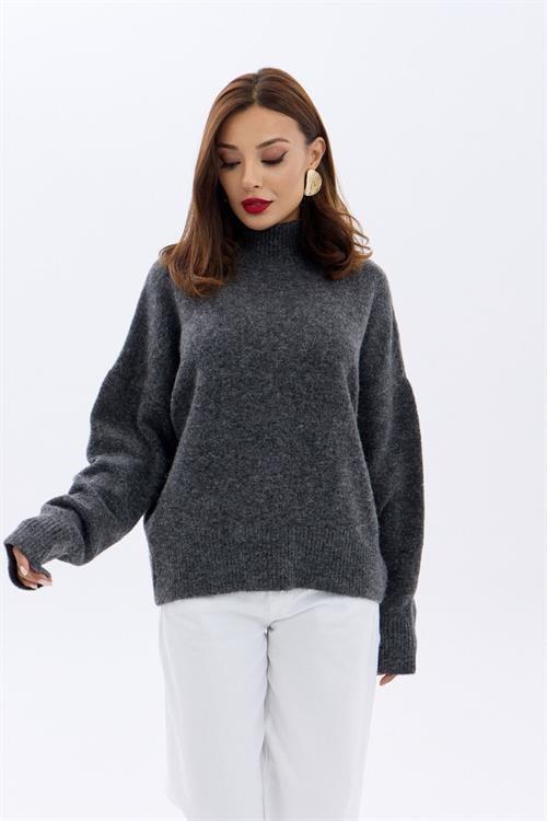 Knit Crew Neck Sweater - Anthracite