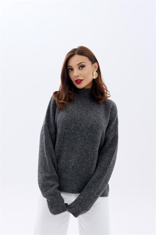 Knit Crew Neck Sweater - Anthracite