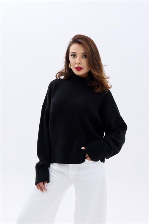 Knit Crew Neck Sweater - Black