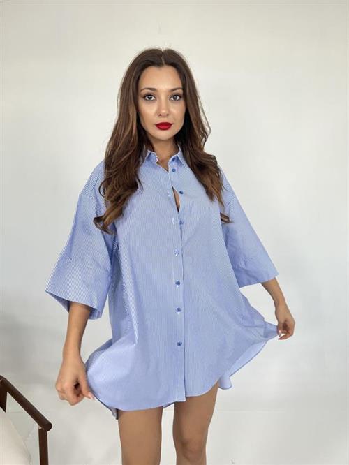 Wholesale Womens Shirt-Blue White Striped