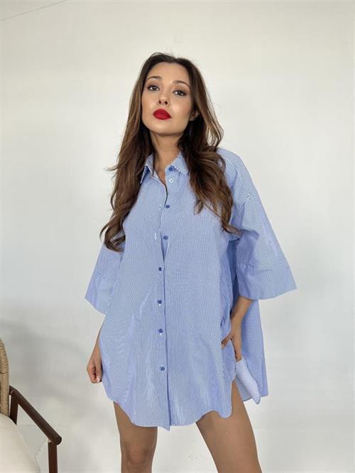 Wholesale Womens Shirt-Blue White Striped