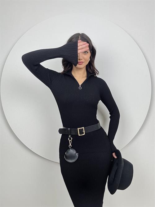 Wholesale Rib Knit Dress with Zipper