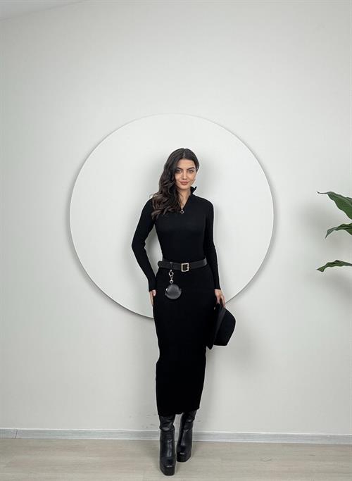 Wholesale Rib Knit Dress with Zipper