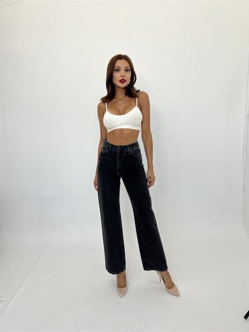 Wholesale Denim Buttoned Wide Keg-Smoked