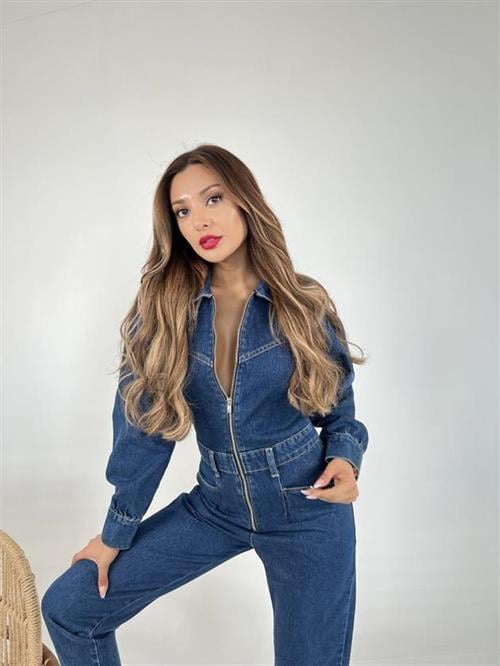 Wholesale Womens Denim Jumpsuit-Blue