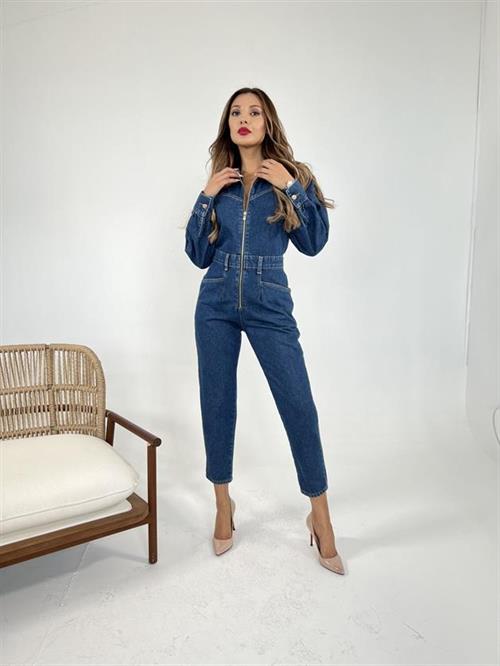 Wholesale Womens Denim Jumpsuit-Blue