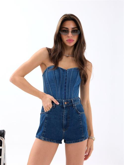 Wholesale Womens Jeans Shorts-Dark Blue