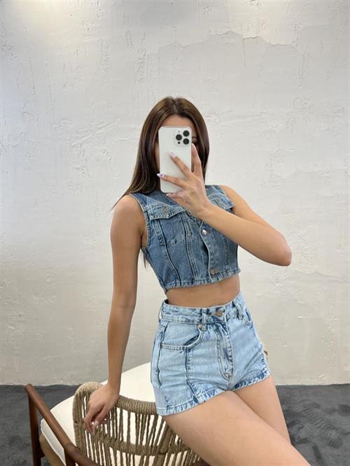 Wholesale Womens Denim Blouse-Blue