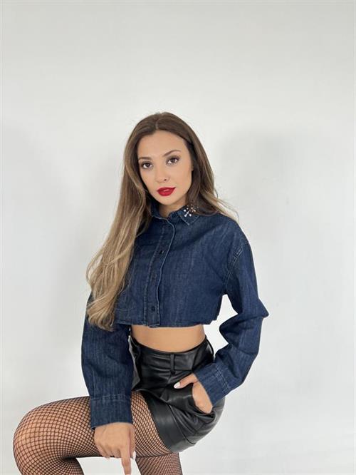 Wholesale Womens Denim Blouse-Blue