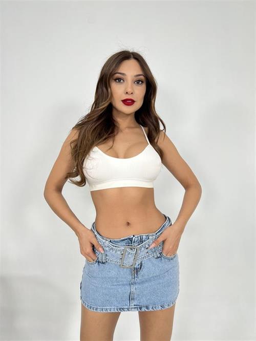 Wholesale Womens Belt Denim Mini Skirt Low Waist-Blue