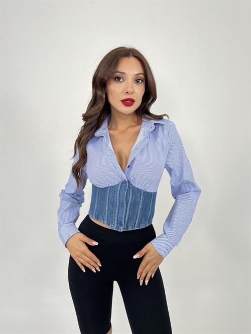 Wholesale Womens Shirt Blue White Striped