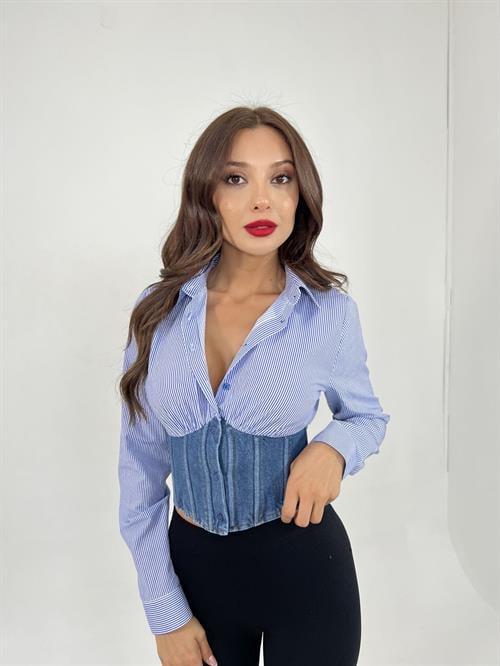 Wholesale Womens Shirt Blue White Striped