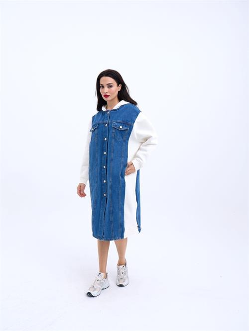 Wholesale Long Denim Jacket-Ecru