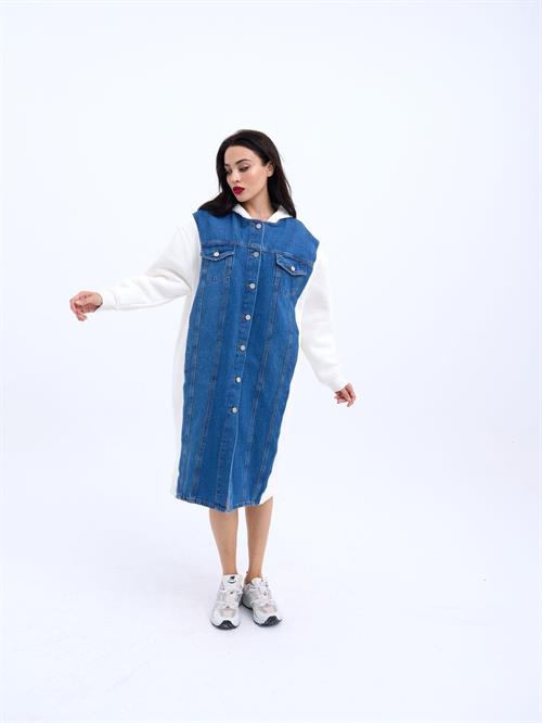 Wholesale Long Denim Jacket-Ecru
