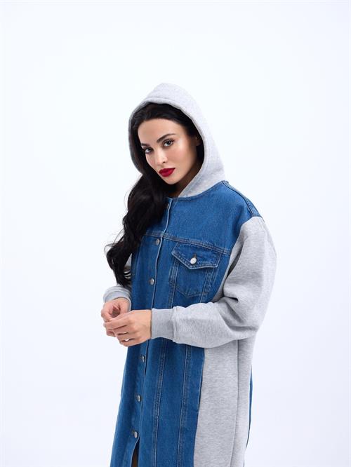 Wholesale Long Denim Jacket-Grey