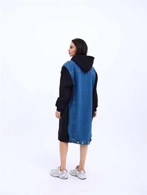 Wholesale Long Denim Jacket-Black