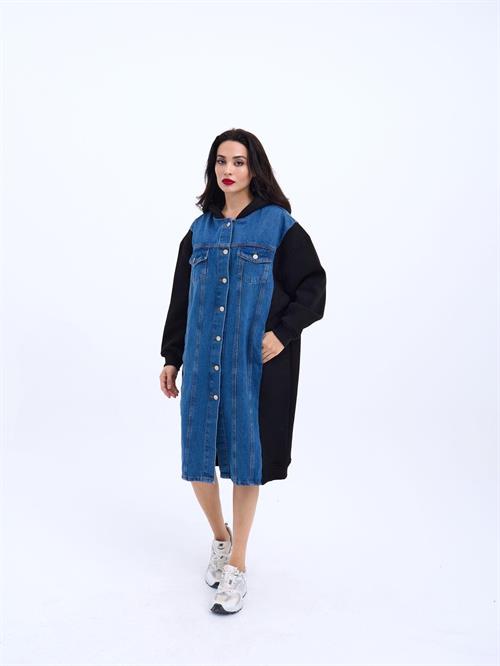 Wholesale Long Denim Jacket-Black