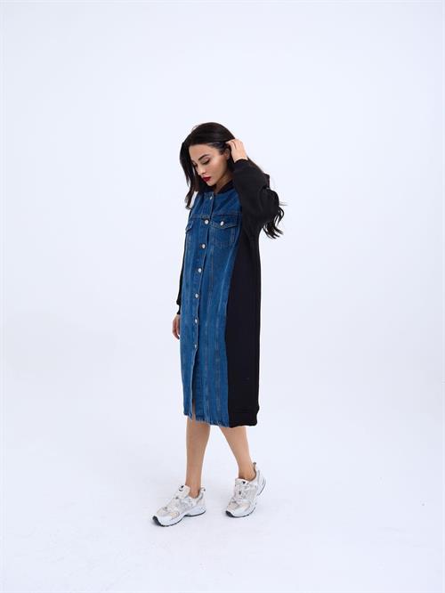 Wholesale Long Denim Jacket-Black