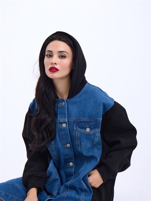 Wholesale Long Denim Jacket-Black
