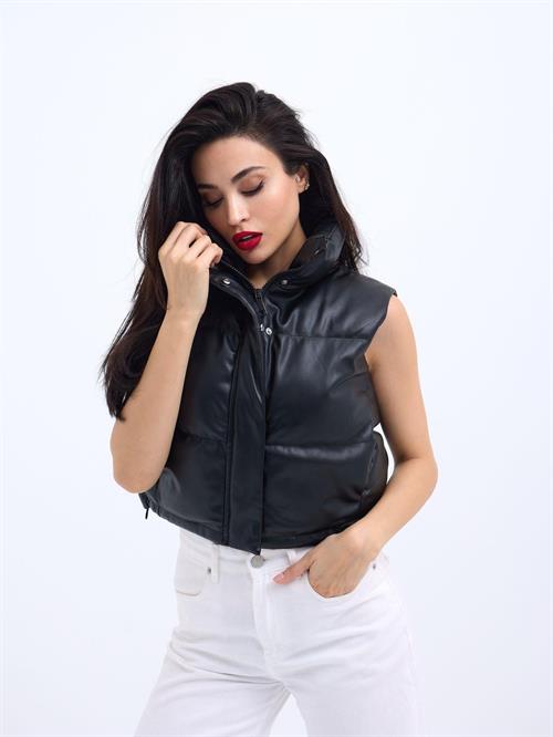 Wholesale WomenS Leather Vest - Black