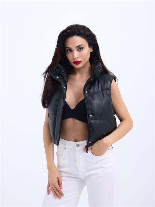 Wholesale WomenS Leather Vest - Black