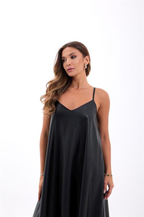 7278 DERİ ELBİSE-SİYAH