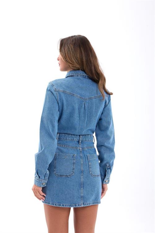 7443 KOT ELBİSE-MAVİ